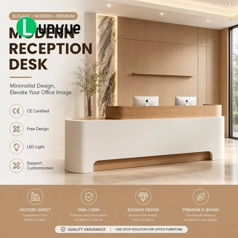 Office Furniture Logo - Moderne MDF receptiebalie met aangepast logo,