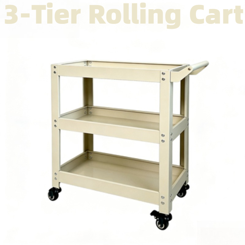Book Cart Rolling - 3-laags metalen opbergwagen, multifunctionele rolwagen voor