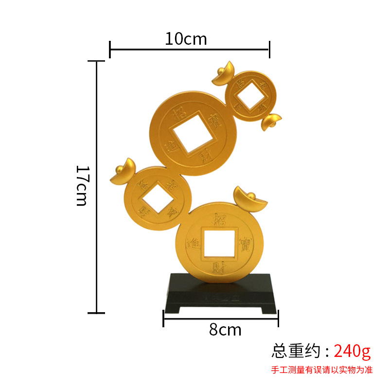 Office Furniture Phoenix - Groot metalen koperen geluksornament met gouden
