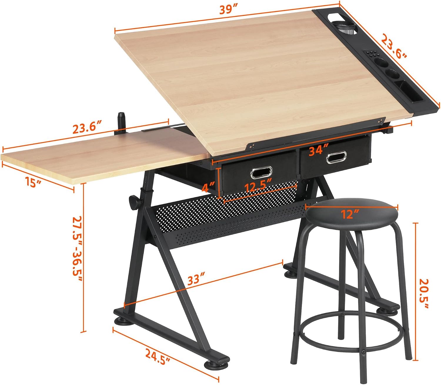 Verstelbare tekentafel met bij - Office Furniture And Desks recensie en prijs